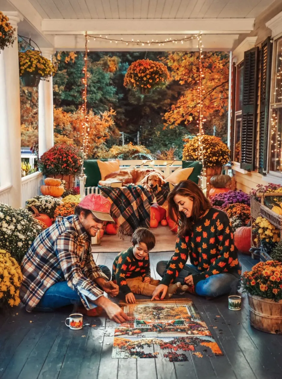 Cozy Cabin Puzzles^Kiel James Patrick Cozy Autumn Porch Puzzle