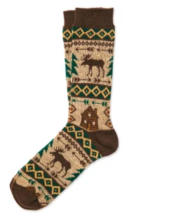 Socks^Kiel James Patrick Cozy Cabin Moose Socks