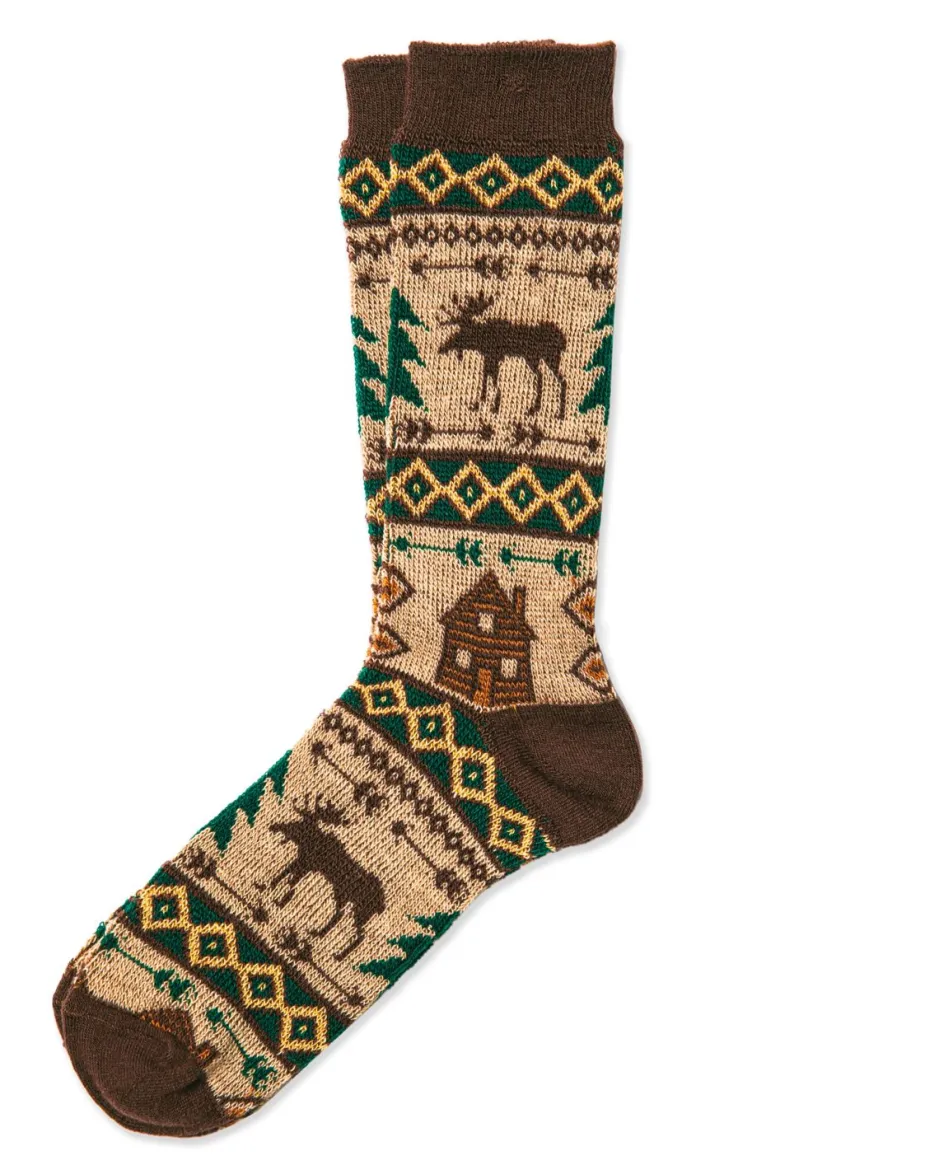 Socks^Kiel James Patrick Cozy Cabin Moose Socks
