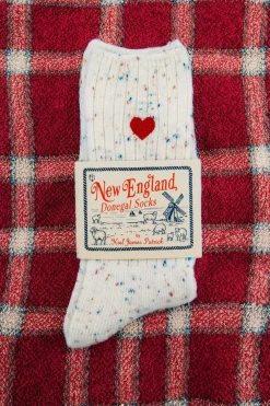 Socks^Kiel James Patrick Cream Heart Donegal Socks