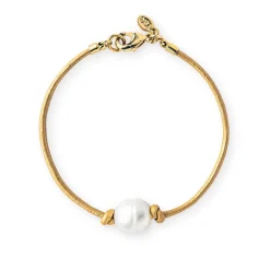 Leather Bracelets^Kiel James Patrick Golden Crest Pearl Knot