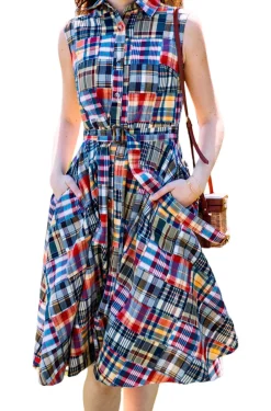 Dresses^Kiel James Patrick Jacqueline Patchwork Madras Shirtdress