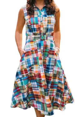 Dresses^Kiel James Patrick Montauk Patchwork Madras Shirtdress