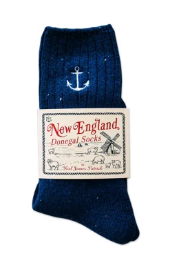 Socks^Kiel James Patrick Navy Anchor Donegal Socks