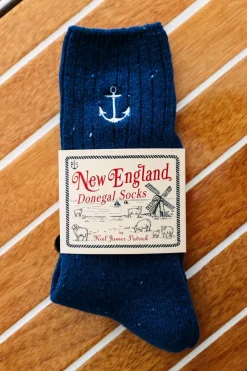 Socks^Kiel James Patrick Navy Anchor Donegal Socks