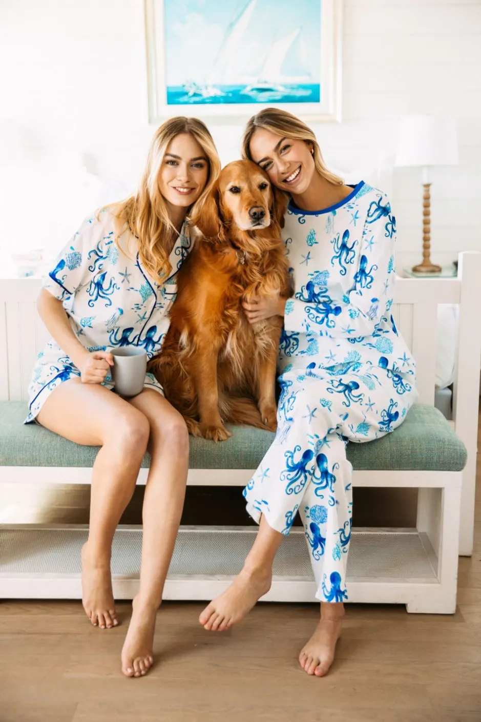 Pajamas^Kiel James Patrick Octopus Garden Drawstring Shorts Pajama Set