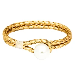 Leather Bracelets^Kiel James Patrick Pearl Knot Gold