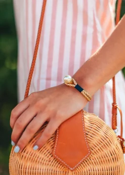 Leather Bracelets^Kiel James Patrick Pearl Knot Gold